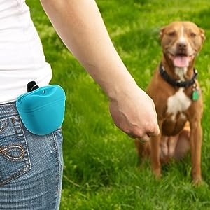 Silicone Dog Treat Pouch-Small Training Bag-Portable Dog Treat Bag for Leash with Magnetic Closure and Waist Clip - 2pieces [US Design Patent]