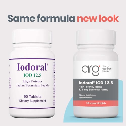Iodoral 12.5mg Supplement – Iodine for Thyroid Support, Potassium Iodide Tablets, Lugol Solution, Daily Vitamins & Minerals - 90 Count