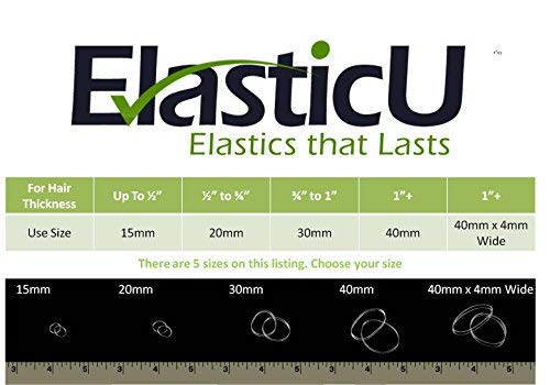 40mm Wide , Clear : Hair Elastics - STRONG - REUSEABLE Clear Premium- 40mm Wide, Pack of 16