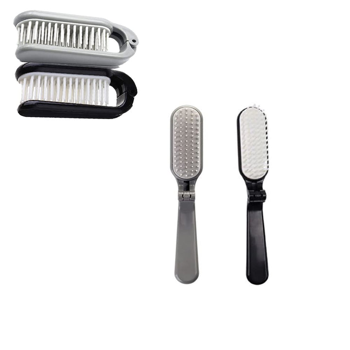 2 PCS Folding Hair Combs Hair Brush Compact Pocket Size Travel Purse Locker (Black,Grey)
