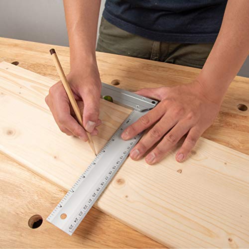 L Square 3pc, Try Square, 90 Degree Measuring Tools w/Bubble Levels, Machinist Square for Router Fence, Table Saw Blade, Woodworking, Carpentry Work, Frame Work (80005)