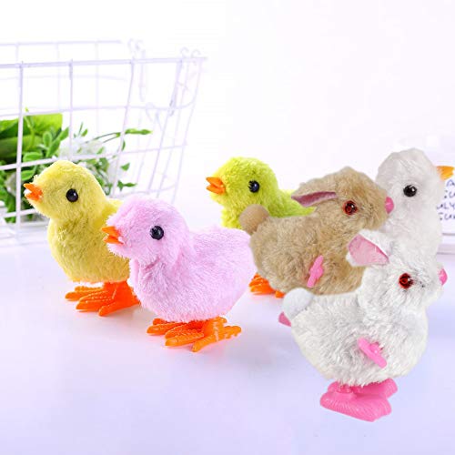 Bunny and Jumping Chick Wind Up Toys Novelty Chicken Hopping Windup Toy for Kids Toddlers Adult Easter Egg Hunt Basket Stocking Stuffers Party Favors Goody Bag Fillers Gifts (Colorful-1)
