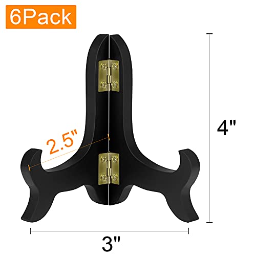Petutu 6 Pack 4 Inch Wooden Display Stand Plate Easels 