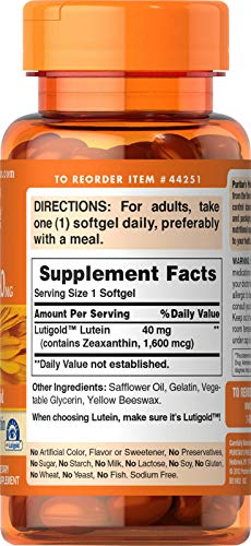 Puritan&#39;s Lutigold Lutein 40mg Zeaxanthin 1600 