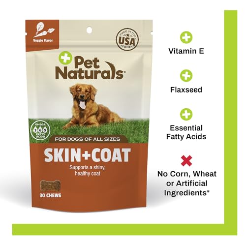Skin and Coat for Dogs with Dry, Itchy and Irritated Skin, 30 Chews - Salmon Oil, Vitamin E and Flax Oil - No Corn or Wheat - Vet Recommended