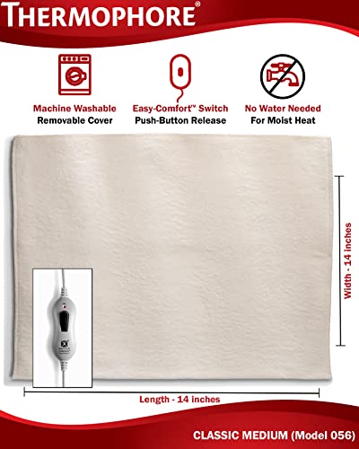 Classic Moist Heat Pack, Designed to Deliver Intense Moist Heat to Relieve Pain, Muscle Cramps and Stiffness, Stimulates Circulation to Promote Healing, Medium, 14 x 14