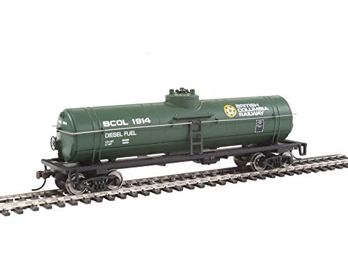HO Scale Model British Columbia Railway Tank Car, Green/Yellow/White