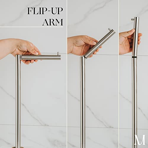 Marmolux Acc - Free Standing Toilet Paper Holder Stand Brushed Steel Finish 1pc - Storage for 4 Rolls of Toilet Tissue SUS 304 Stainless Steel Bathroom TP Stand - Toilet Paper Stand - Toilet Holder