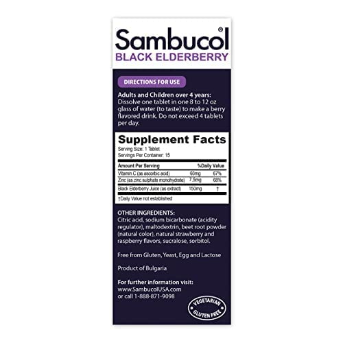 Sambucol Black Elderberry Tablets with Vitamin C &a