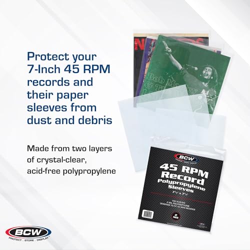 100 Vinyl 45 RPM 7 Record Poly Outer Record Sleeves | Album Covers | Crystal Clear | Record Covers | 2 Mil Thickness | Vinyl Record Storage | Dust and Scratch Protection | Vinyl Record Sleeves