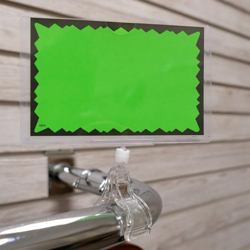 Rotating Clip On POP Swivel Sign Holding Clamp with Card Protector for Hangrails or Tubes - 3 Pack