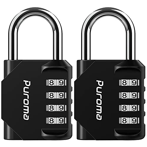 2 Pack Combination Lock 4 Digit Locker Lock Outdoor Waterproof Padlock for School Gym Locker, Sports Locker, Fence, Toolbox, Gate, Case, Hasp Storage (Black)