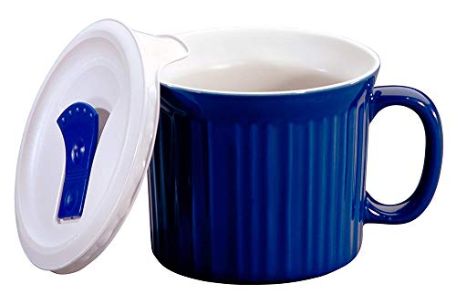 Meal Mug with Vented Lid for Steam, 20-Oz Stoneware Soup Mug, BPA-Free Lid, Microwave, Freezer, and Dishwasher Safe, Blueberry