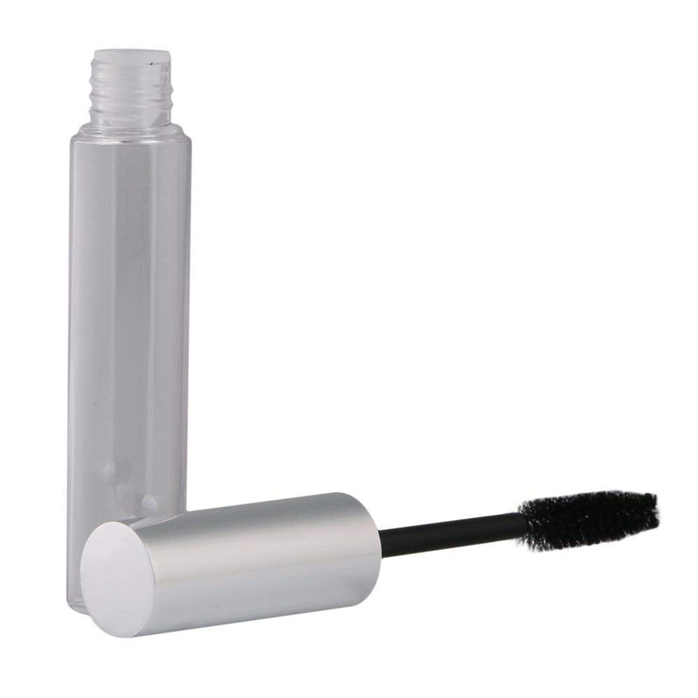 10pcs 10ml Siliver Cap Empty Plastic DIY Mascara Tube Eyelash Cream Wand Container Bottle Vials With Brush