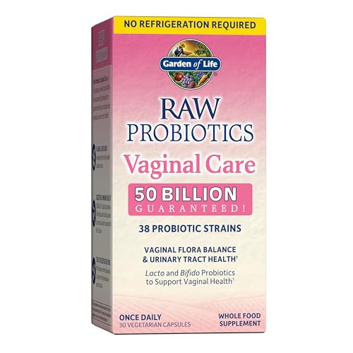 RAW Probiotics Vaginal Care Shelf Stable - 50 Billion CFU Guaranteed Through Expiration, Acidophilus - Once Daily - Certified Gluten Free - No Refrigeration - 30 Vegetarian Capsules