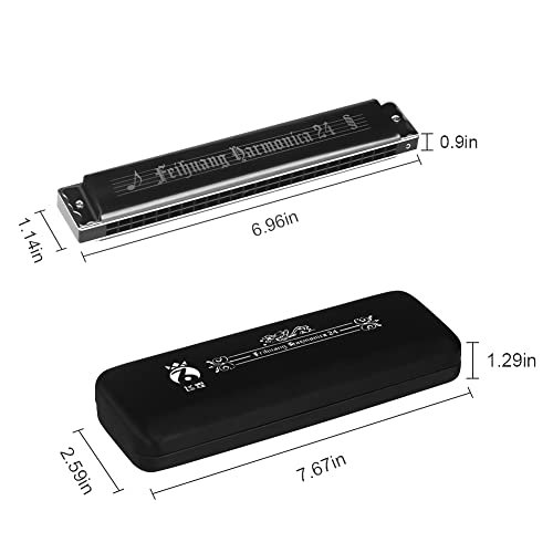 Best Harmonica C Key 24 Holes Major Diatonic Double Tremolo Beginner Harmonicas for Sale Musical Instrument Accessories Black with Case