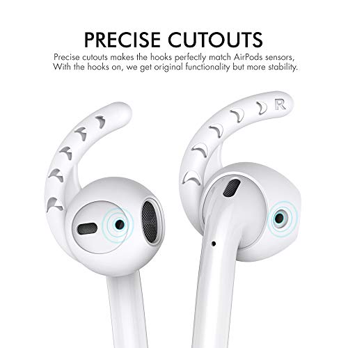 AhaStyle 3 Pairs AirPods Ear Hooks Cover Silicone Accessories Compatible with Apple AirPods and EarPods Headphones(Milk White)