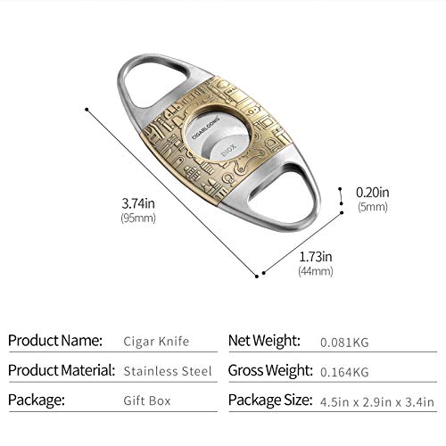 CIGARLOONG Cigar Cutter Bronze Engrave Stainless Steel 