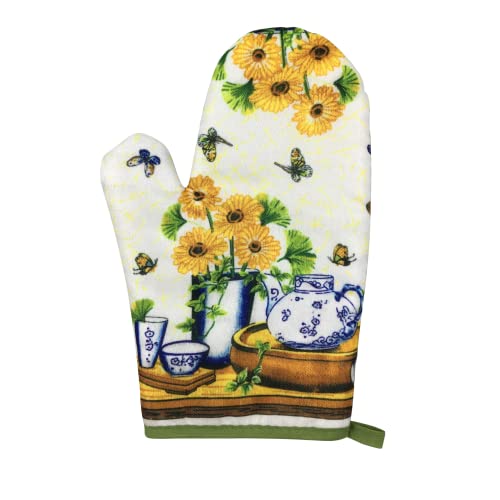 Kitchen Sunflower Dishtowel and Oven Mitts Set | Sunflower Kitchen Décor and Accessories| Sunflower Tea Towels with Oven Mitts and Pot Holders Sets | Sunflower Kitchen Towels Set with Mitts