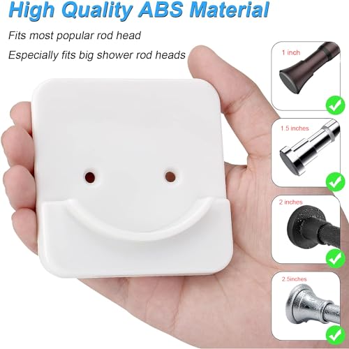 Adhesive Shower Curtain Rod Holder | No Drilling, Sticking them up Or Easy places to drill for a fixture | Strong Hold | 2 Pack, White (Rod Not Included)