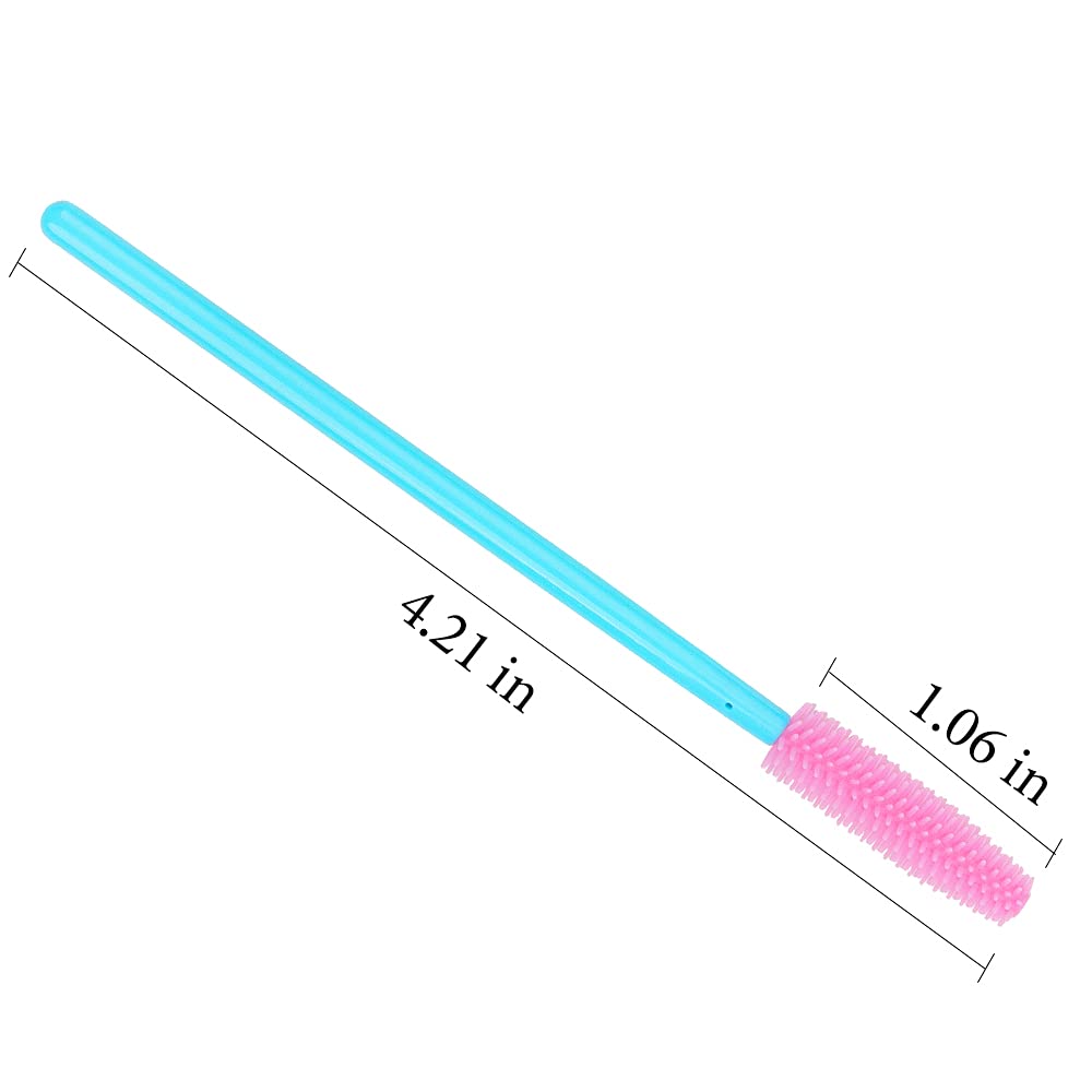 100 Pcs Silicone Mascara Wands Disposable Eyelash Brushes for Extensions Lash Applicators Makeup Tool Kit, Blue/Pink