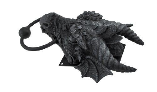 Gothic Dragon Door Knocker Cast Iron Finish