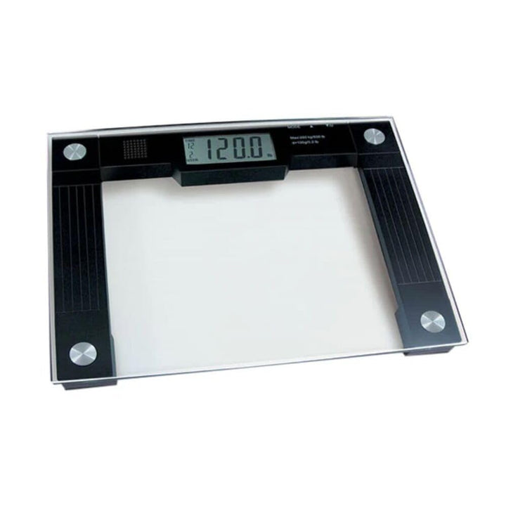 Ideaworks JB5824 Extra Wide Talking Scale-Visual &amp; Voice Display Scale- 550 Pounds Max-Tamper Glass-Extra Wide Width-Large LCD Display-Tap On &amp; Off Auto Function