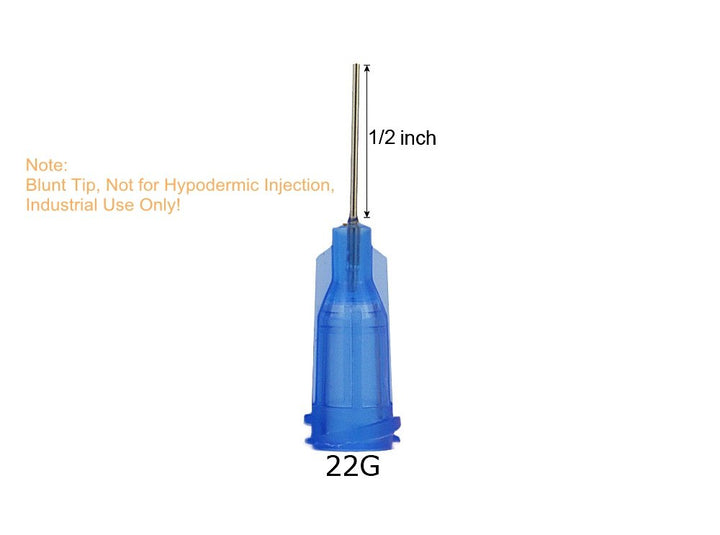 50 Pack Blunt Tip Dispensing Needle with Luer Lock, Industrial Unsterilized (22G, 1/2 Inch)