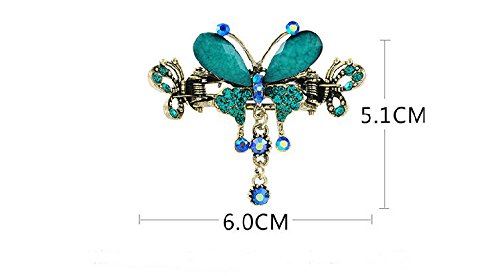 Retro National Style Hair Clip Alloy Water Drill Crab Butterfly Grip Clip Headgear