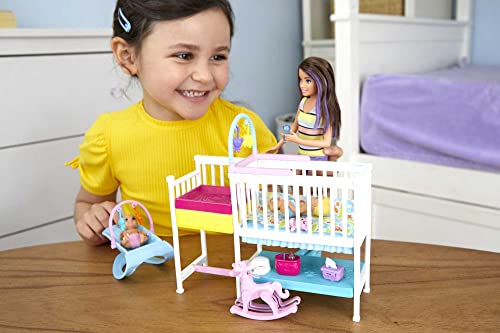 Skipper Babysitters Inc Dolls & Playset, Nap 'n Nurture Nursery, Skipper Doll, Baby Doll, Crib & 10+ Accessories, Working Toy Bouncer