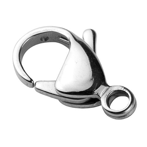 100PCS Grade A 304 Stainless Steel Lobster Claw Clasps in Jewelry Bag for Jewelry Making Beads Necklace (Silver Tone, 7x11mm)