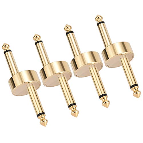 1/4 Inch Guitar Pedal Connector Z Type 6.3mm Pedals Coupler 4 Pack Pedal to Pedal Connector TS Copper Male Connector for Effect Pedalboard Space Saving Gold