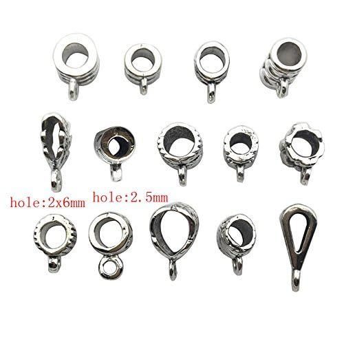 100g (About 125pcs) Mixed Tibetan Tube, Spacer Bail Bead Hanger Fit Charm European Bracelet Pendant (Antique Silver), 125