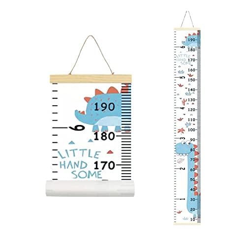 MinoMia Kids Growth Chart, Wood Frame Fabric Canvas Hei