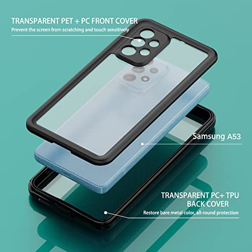 for Samsung Galaxy A53 5G Waterproof Case with Built-in Screen Protector - Rugged Full Body Underwater Dustproof Shockproof Drop Proof Protective Cover for Samsung Galaxy A53 5G (Black)
