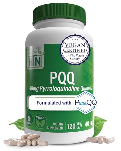 PQQ 40mg 120 Servings Pyrroloquinoline Quinone as PureQQ | Promotes Mitochondrial Biogenesis | Certified Vegan | Non-GMO Gluten Soy Free Capsules| Clean Label PQQ Supplement