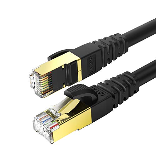 Cat 8 Ethernet Cable 2 FT, Cat8 Network LAN Cable High Speed 40Gbps with RJ45 Gold Plated Connector SFTP Shielded Cord, 26AWG Gaming Internet Cable for Router, Modem (Black, 2FT 1 Pack)