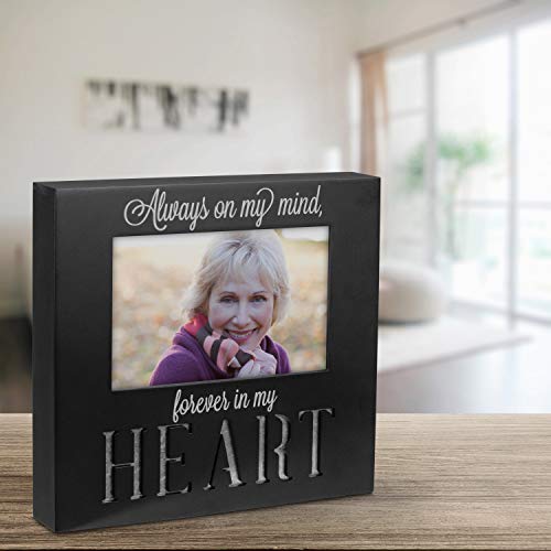 International Designs Laser Cut Industrial Expressions Forever In My Heart Silkscreen Design and Laser Cut Galvanized Metal Accent Picture Frame, 4x6, Black