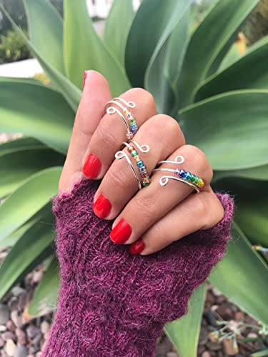Usoway To My Daughter Fidget Ring for Anxiety, Fidget Rings for Anxiety for Women, Adjustable Stacking Anxiety Relief Rainbow Fidget Ring Jewelry Gifts (Rainbow)1