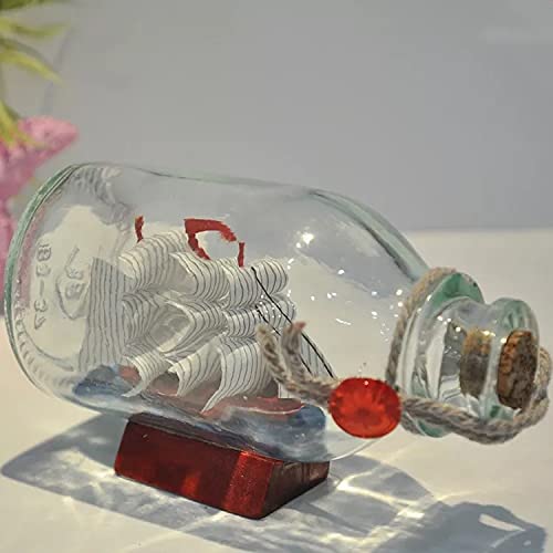 DIRECT DOOR Ship in a Glass Bottle Decor, Handmade 6 Pirate Sailing Boat Gift, Room Decor, Home Office Decor, Nautical Battle Ship, Mediterranean Wishing Bottle Gift