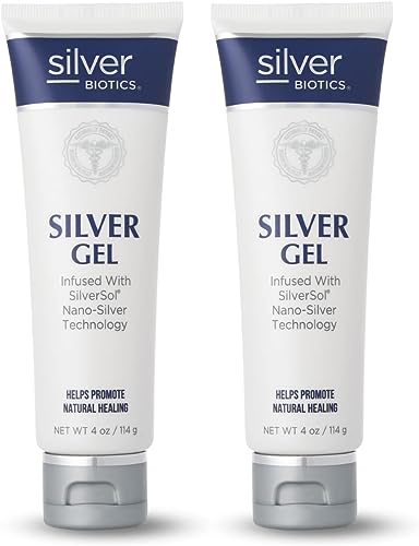 Silver Biotics Colloidal Nano SilverSol Ag4O4 20 ppm Healing & Soothing Gel | Great for Healing Skin from Scars, Burns, Wounds, Blemishes & More | 4 Oz (Pack of 2)