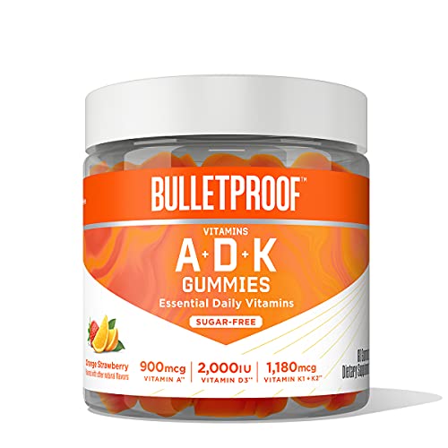 Sugar-Free Orange Strawberry Vitamins A+D+K Gummies, 60 Count, Keto Supplement for Heart, Bone and Immune Support, New and Improved Formula and Texture, Packaging May Vary