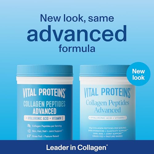 Collagen Peptides Powder Advanced with Hyaluronic Acid & Vitamin C, Collagen Supplements, Unflavored, 13 Servings