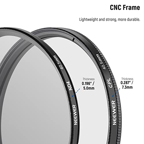 NEEWER 40.5mm ND Lens Filter Kit, UV + Circular Polariz