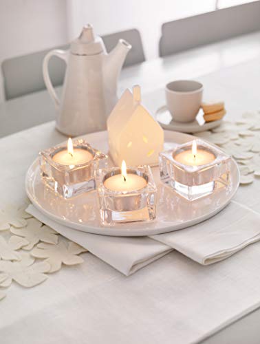 48 Unscented Tea Lights in Clear Cups - 8 Burn Hours - Premium European Quality - Consistent Smokeless Flame - 100% Cotton Wick - Dinner, Wedding, Party, Spa, Church, &amp; Home Décor Tealights