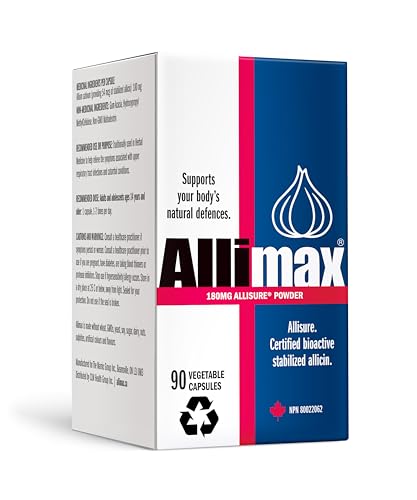ALLIMAX 180mg 90 Capsules. Allicin Garlic Supplement to