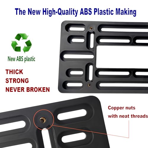 Aootf Front License Plate Bracket- Universal Bumper Mounting Kit, Car Tag Holder Adapter &amp; Black Aluminum Plate Cover, Anti-Theft Lock Screw Bolt Caps, For US Vehicle Trailer Truck