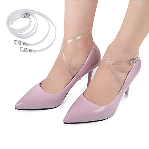1 Pair of Womens Transparent Shoe Straps with Silver Bu