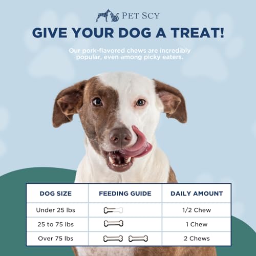 PetScy Dog Itch Relief Chews with Omega 3 Fatty Acids, EPA &amp; DHA | Itch Relief for Dogs Nutritional Support, Immunity &amp; Muscles | Itchy Skin Treatment for Dogs of All Ages, Pork Flavor - 30 Chews