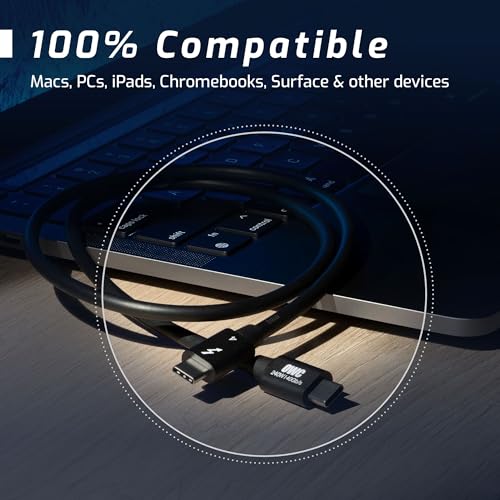 Thunderbolt 4 Cable, Thunderbolt Certified, 1.0 Meter (3.28 ft.), 40 Gb/s Data Transfer, 240W Power Charging, Compatible with Thunderbolt 4, Thunderbolt 3, USB-C, and USB4 Devices, Black
